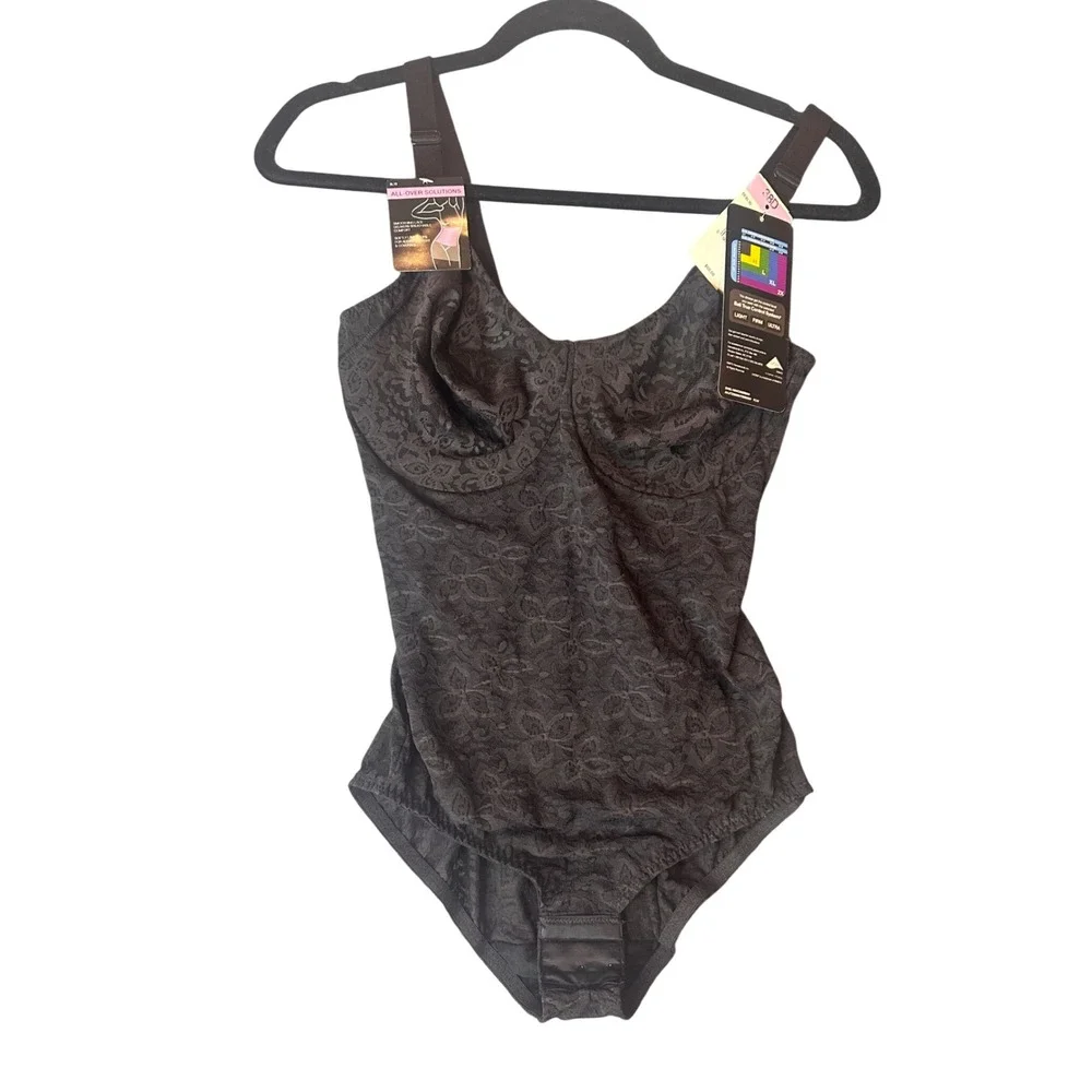Bali Lace N Smooth Body Briefer 38D Black Firm Control Shaper DF8L10 NEW